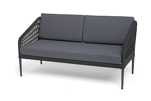 Лаунж-зона 4SIS Канны 4-местная со столиком Диего, цвет "серый гранит", роуп темно-серый, ткань темно-серая, садовая мебель