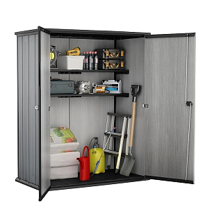 Высокий шкаф Keter Duotech High Store 1400 л + 2 полки для дачи Высокий шкаф Keter Duotech High Store 1400 л + 2 полки, садовая мебель