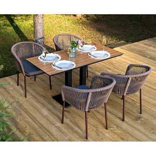 Обеденная группа 4SIS Каффе Дабл, цвет "дуб", садовая мебель