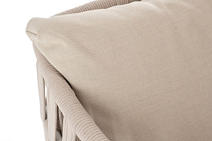 Кресло 4SIS Диего Каркас белый муар, роуп бежевый круглый, ткань бежевая 035, садовая мебель