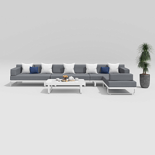 Лаунж зона Gardenini Hacienda Белый / Серый для дачи Лаунж зона Gardenini Hacienda Белый / Серый, садовая мебель