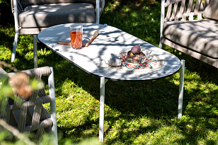 Лаунж-зона 4SIS Диего 4-местная, каркас алюминиевый белый, роуп бежевый, садовая мебель