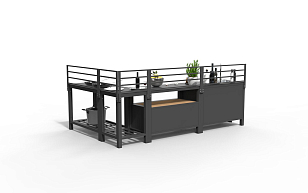 Модульная летняя кухня Brafab Bellac угловая с ручками из тика для приготовления пищи Модульная летняя кухня Brafab Bellac угловая с ручками из тика для сада