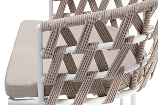 Стул 4SIS Диего из роупа, каркас белый муар, роуп бежевый, ткань бежевая 15052, садовая мебель