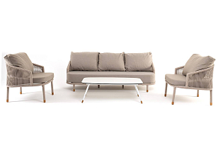 Лаунж-зона 4SIS Верона 5-местная, каркас белый, роуп бежевый, садовая мебель