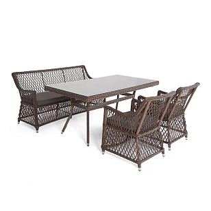 Обеденная группа 4SIS Катания на 4 персоны, цвет коричневый, садовая мебель