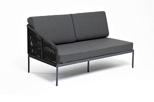 Модуль правый 4SIS Канны, каркас темно-серый муар, роуп темно-серый, ткань темно-серая 027, садовая мебель