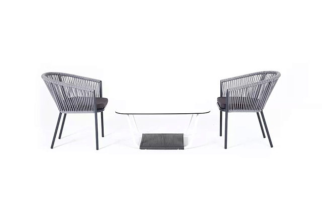 Кофейный набор 4SIS Марсель плетеный из роупа Цвет: светло-серый 