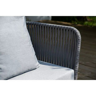 Кресло 4SIS Багамы, каркас темно-серый муар, роуп серый, ткань светло-серая, садовая мебель
