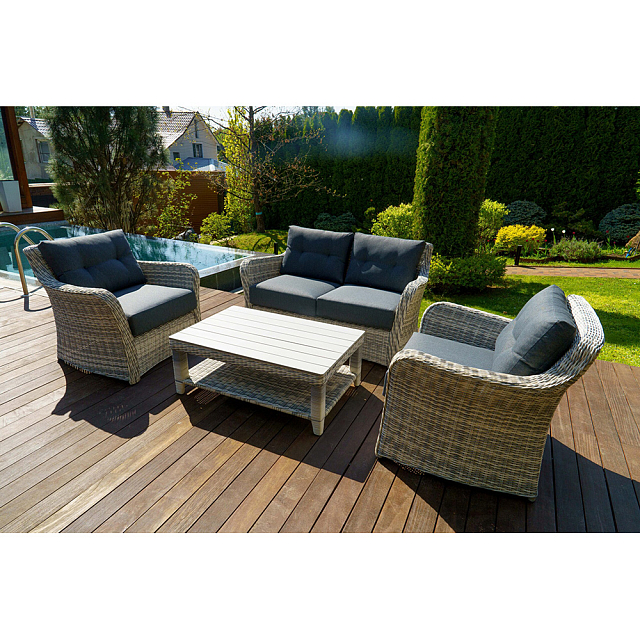 Лаунж зона Lite Venezia (2-местный диван, кофейный столик, 2 кресла) Цвет: серый 