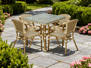 Обеденная группа на 4 персоны 4SIS Кабри, цвет бежево-коричневый, садовая мебель