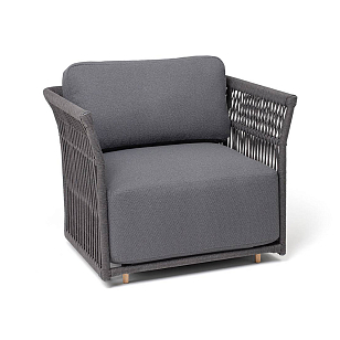 Кресло 4SIS Лугано, темно-серый муар, роуп темно-серый, ткань темно-серая, садовая мебель