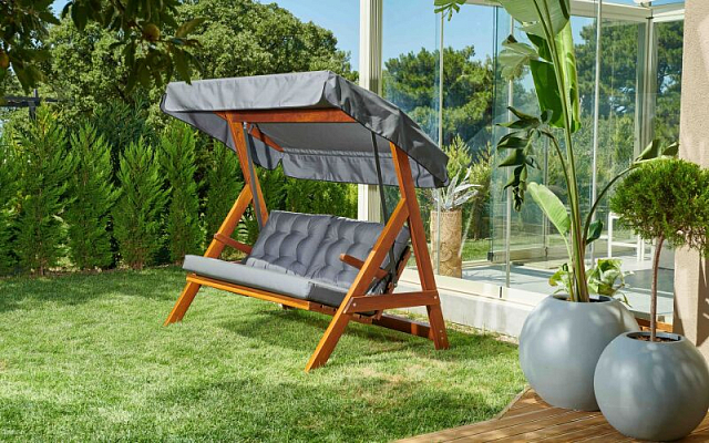 Качели двухместные Lite Paris с серыми подушками 