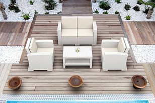 Диван плетеный с подушками Siesta Contract Monaco Lounge Цвет: белый, садовая мебель