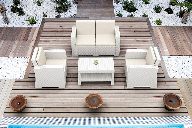 Диван плетеный с подушками Siesta Contract Monaco Lounge Цвет: белый 