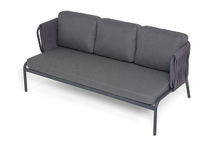 Кресло из роупа 4SIS Ронда, каркас темно-серый (RAL7024) муар, роуп серый 40 мм tex, ткань темно-серая 027, садовая мебель