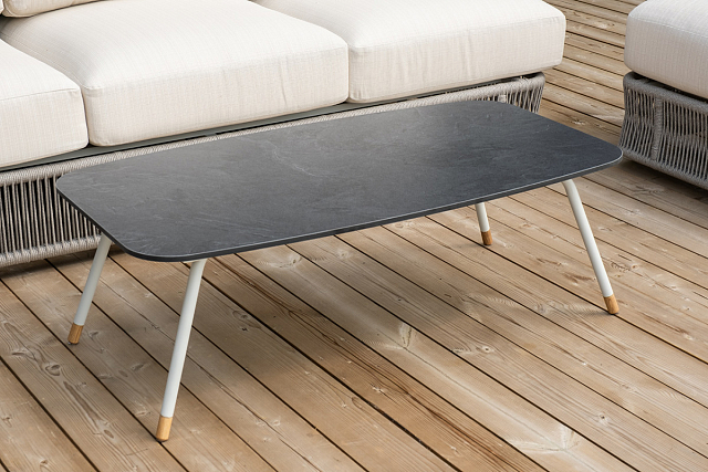 Лаунж-зона 4SIS Альбано 5-местная, 5-местная плетеная из роупа (веревки), каркас алюминиевый светло-серый, роуп серый меланж 