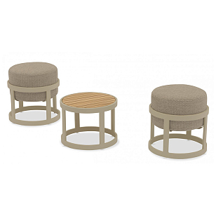 Набор из двух табуретов и столика Brafritid Tumba бежевый, садовая мебель