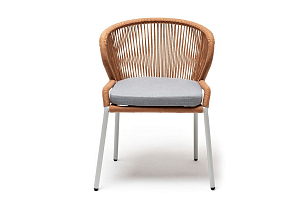 Стул 4SIS Милан из роупа, каркас светло-серый муар, роуп оранжевый меланж, ткань светло-серая, садовая мебель