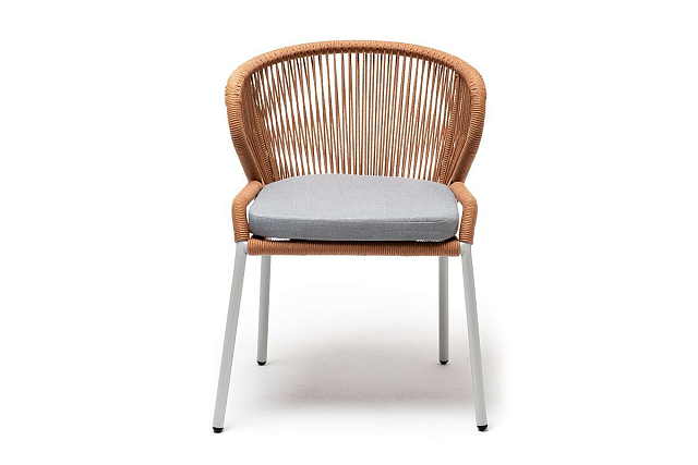 Стул 4SIS Милан из роупа, каркас светло-серый муар, роуп оранжевый меланж, ткань светло-серая 