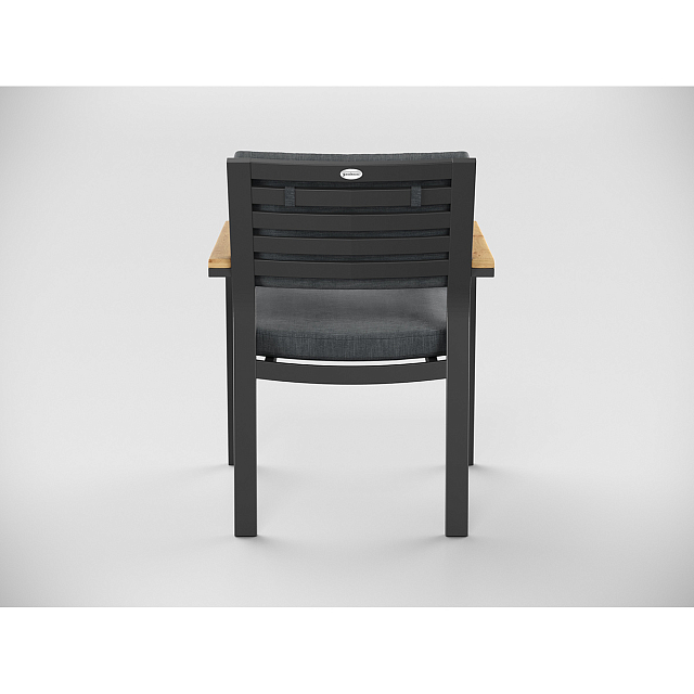 Обеденная зона Gardenini Malia 220 Карбон / Антрацит со стульями Premium Bella 