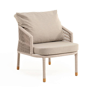 Кресло 4SIS Верона, каркас белый муар, роуп бежевый, ткань бежевая 052, садовая мебель