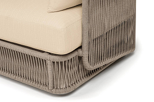 Диван 4SIS трехместный Альбано, светло-серый муар, роуп серый меланж, ткань Mossle светло-бежевая, садовая мебель