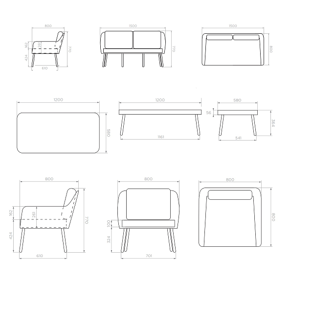 Комплект садовой мебели MOKKA RIMINI с 2-х местным диваном 