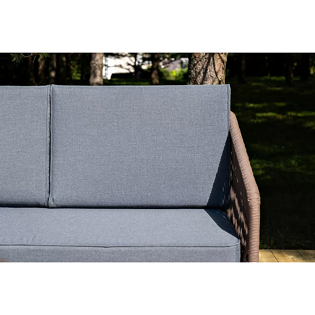 Лаунж-зона 4SIS Канны 4-местная со столиком Канны, основание "дуб", роуп коричневый, столешница "серый гранит" 