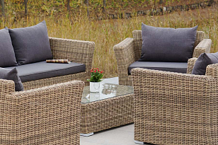 Лаунж зона 4SIS Капучино Дабл, цвет соломенный, садовая мебель