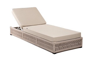 Шезлонг из роупа 4SIS Ривьера Цвет: белый муар, бежевый, садовая мебель