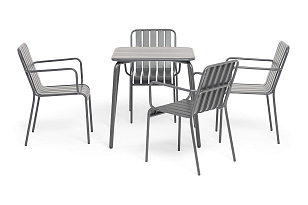 Обеденная группа на 4 персоны 4SIS Гелиос, цвет черно-белый, садовая мебель