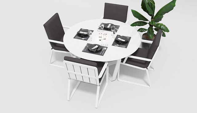 Обеденная зона Gardenini Primavera Белый / Антрацит с стульями Voglie Armrest 