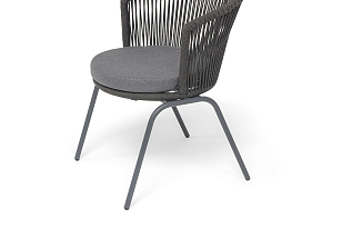 Стул 4SIS Люксембург, каркас темно-серый (RAL7024) муар, роуп темно-серый, ткань темно-серая 027, садовая мебель