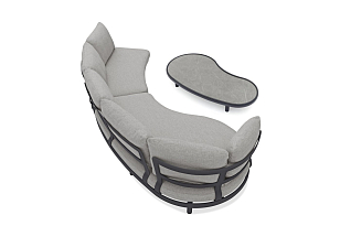 Лаунж зона (диван и овальный столик) Brafritid Gotland антрацит/серый, алюминий, садовая мебель