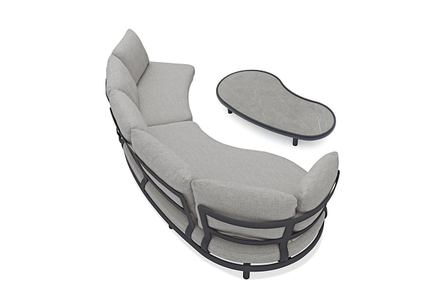 Лаунж зона (диван и овальный столик) Brafritid Gotland антрацит/серый, алюминий 