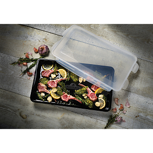 Пластмассовый лоток Napoleon для маринования с крышкой для приготовления пищи Пластмассовый лоток Napoleon для маринования с крышкой для сада