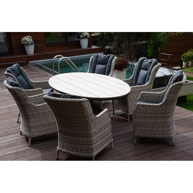 Обеденный комплект Lite Lugano и 6 кресел Bergamo Цвет: серый 