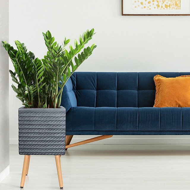 Кашпо Idealist Lite Таун Куб напольное с подставкой 37 Цвет: антрацит 