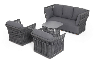 Лаунж-зона 4SIS Лугано 5-местная, каркас темно-серый, роуп темно-серый, садовая мебель