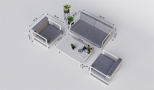 Лаунж зона Gardenini Villino White, садовая мебель