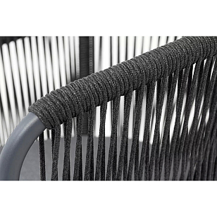 Стул из роупа 4SIS Романо, каркас темно-серый муар, роуп темно-серый, ткань темно-серая 027, садовая мебель