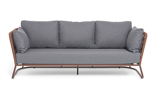 Диван 4SIS Багамы 3-местный, каркас коричневый муар, роуп BZ23-ED31, ткань темно-серая, садовая мебель