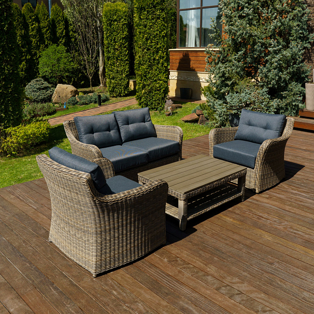 Лаунж зона Lite Venezia (2-местный диван, кофейный столик, 2 кресла) Цвет: коричневый 