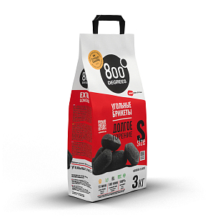 Угольные брикеты 800 DEGREES EXTRA LONG HEAT, 3 КГ для приготовления пищи Угольные брикеты 800 DEGREES EXTRA LONG HEAT, 3 КГ для сада