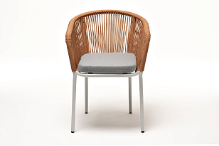 Стул 4SIS Марсель,каркас светло-серый муар, роуп оранжевый меланж, ткань светло-серая, садовая мебель