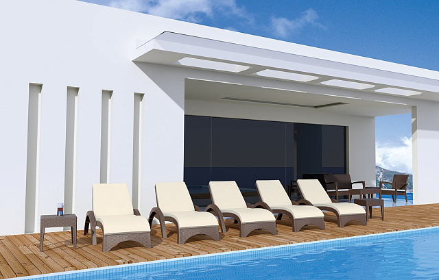 Шезлонг с матрасом GS 1009 (Fiji) Siesta Contract Цвет: коричневый, слоновая кость 