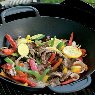 Чугунный вок со вставкой для приготовления на пару Concretika, уличное оборудование