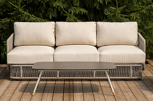 Лаунж-зона 4SIS Альбано 5-местная, 5-местная плетеная из роупа (веревки), каркас алюминиевый светло-серый, роуп серый меланж для дачи Лаунж-зона 4SIS Альбано 5-местная, 5-местная плетеная из роупа (веревки), каркас алюминиевый светло-серый, роуп серый меланж, садовая мебель