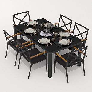 Обеденная группа Ideal Patio Cana Festa 180 Цвет: карбон, чёрный, садовая мебель
